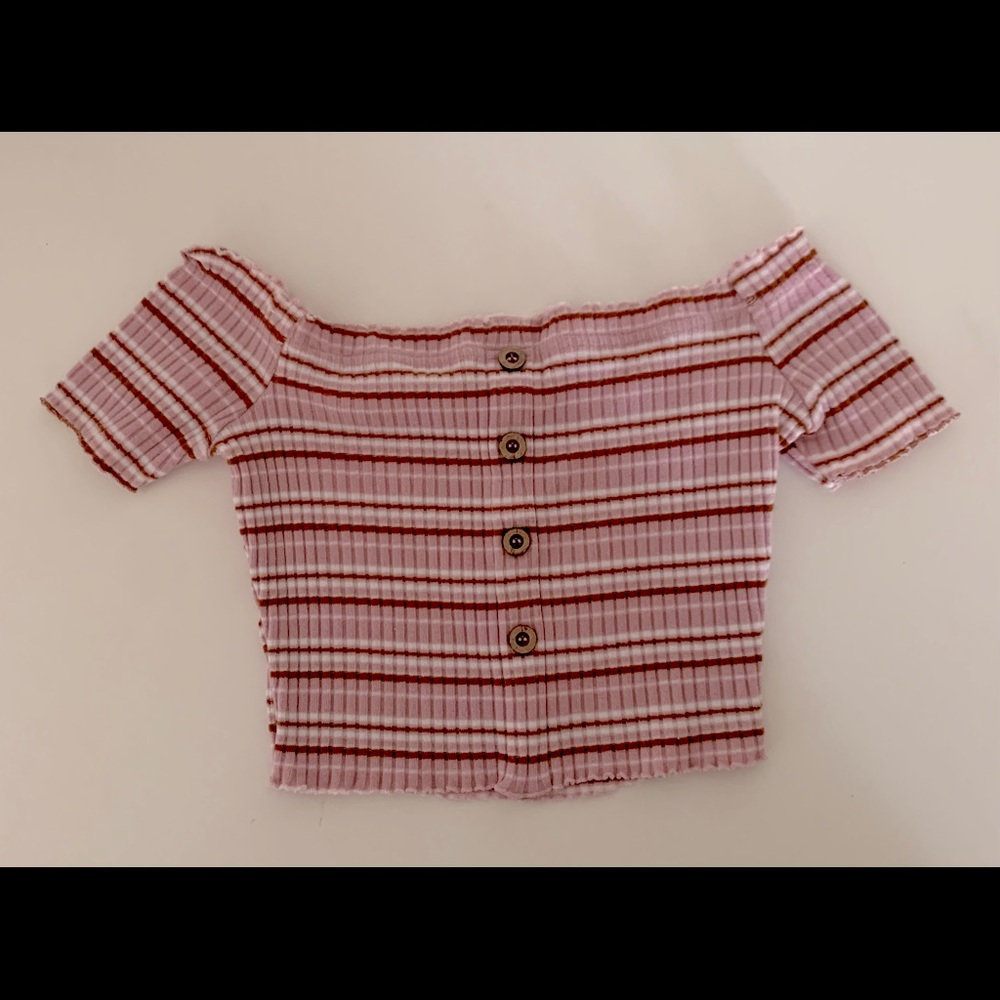 Striped Off-the-Shoulder Crop Top